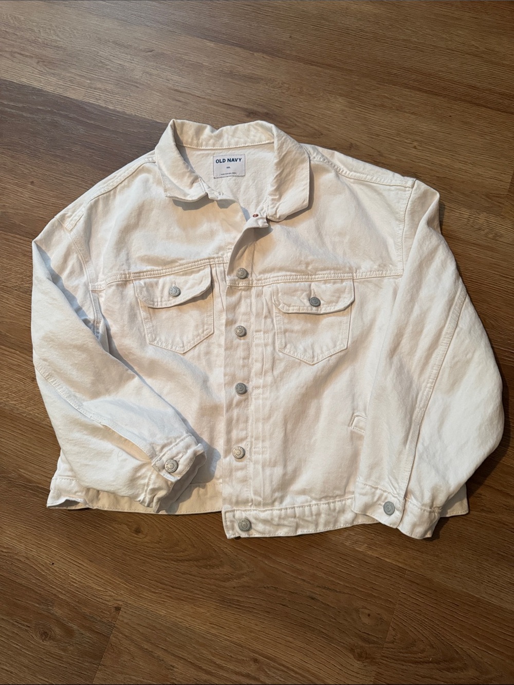 Old Navy White Button-Front Denim Jacket